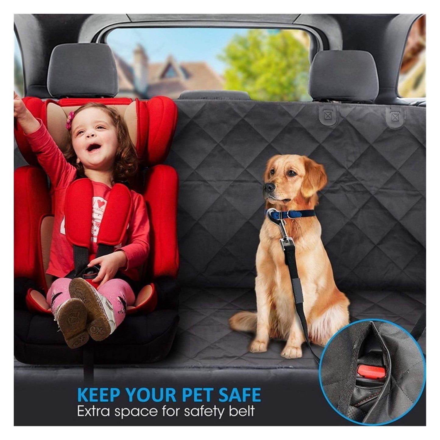 WHATOOK Pet Car Seat Cover 100% Waterproof Seat Cover Hammock 600D Heavy Duty Anti-Scratch Anti-Slip Durable Soft Back Seat Cover for Cars Trucks and SUV