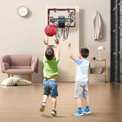 Hoofun Basketball Hoop Indoor for Kids 16.1" X 10.8" Automatic Scoring Basketball Hoop Mini Basketball Hoop for Door with 2 Balls for Kids Boys Teens Basketball Lover as Gift