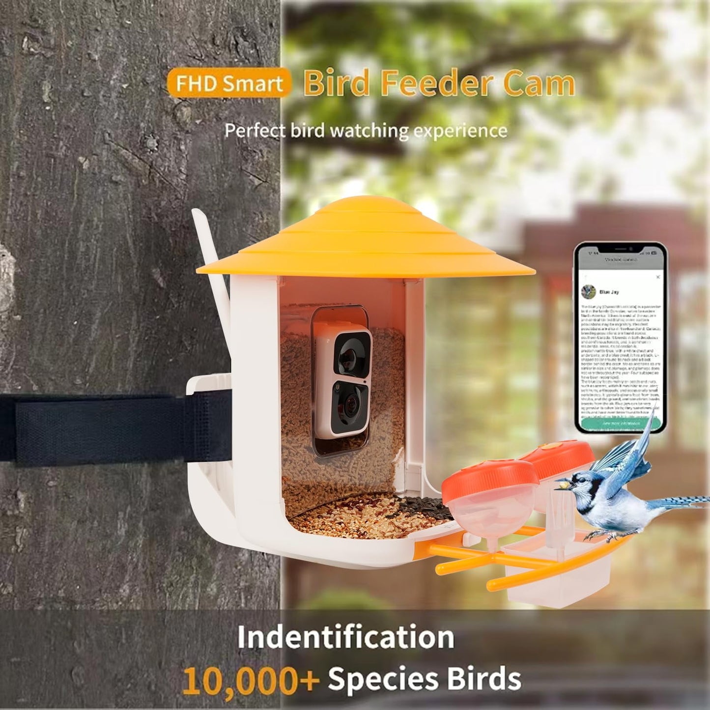 Smart Bird Feeder with Camera, Solar-Powered WiFi 1080P Live Camera, Auto Capture Backyard Garden Bird Watching, Motion Detection, Bird Watching Camera Gifts