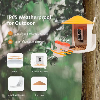 Smart Bird Feeder with Camera, Solar-Powered WiFi 1080P Live Camera, Auto Capture Backyard Garden Bird Watching, Motion Detection, Bird Watching Camera Gifts