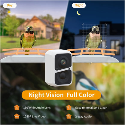 Smart Bird Feeder with Camera, Solar-Powered WiFi 1080P Live Camera, Auto Capture Backyard Garden Bird Watching, Motion Detection, Bird Watching Camera Gifts