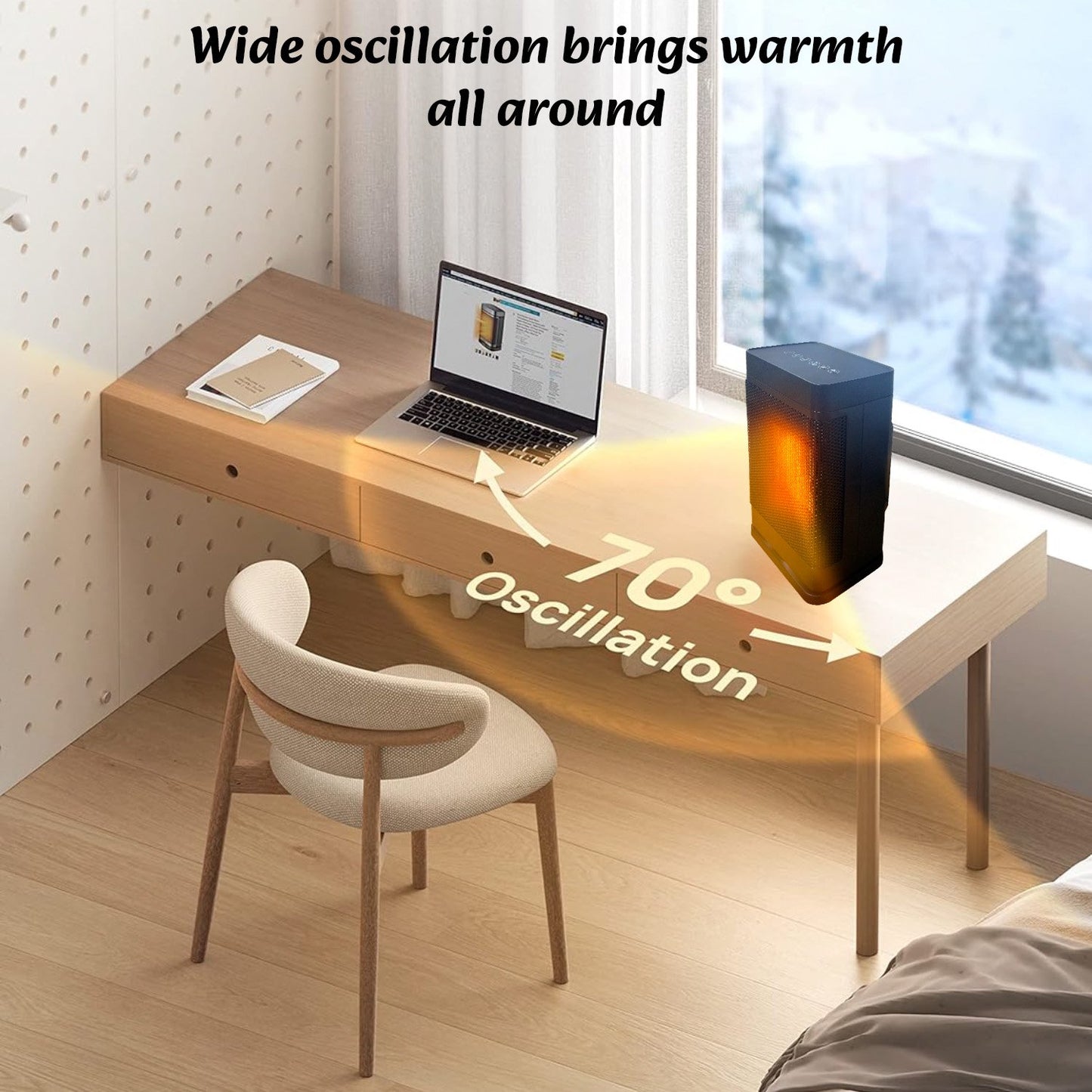 Space Heaters for Home, Portable Heater with Remote, 60� Oscillation, Energy Efficient & Silent,3-Speed,1-12h Timer, 1500W PTC Electric Heater with Thermostat for Inside, Office