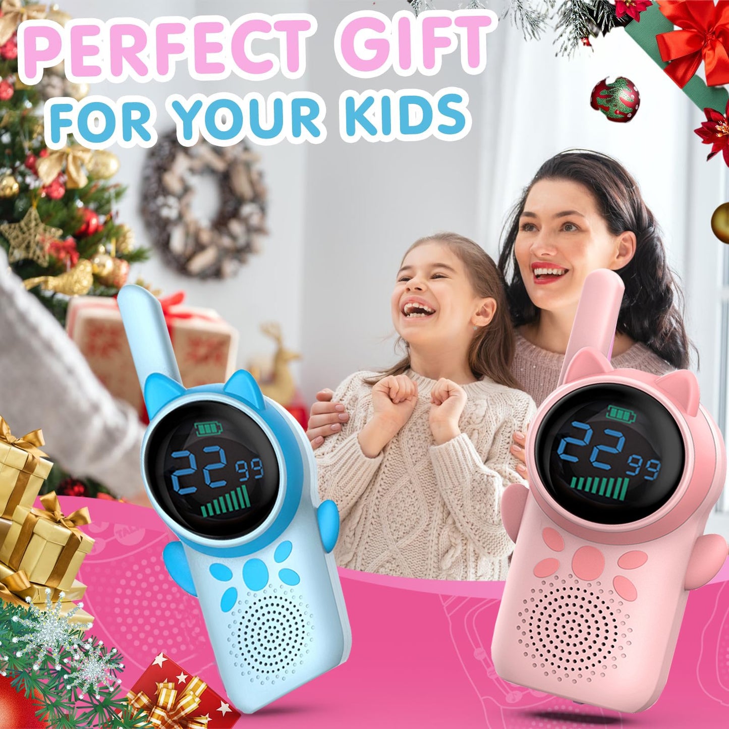 Hoofun Walkie Talkies for Kid, 2 Way Radio, Mini Robots Walkies Talkie Outdoor Toys for Kids, Birthday Christmas Gifts for 3 -12 Year Old Boys Girls