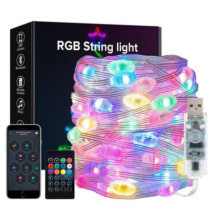 String Lights, 66 LEDs 33Ft Diamond String Lights with Music Sync, Color Changing, Smart Remote and App Control for Christmas, Party, Wedding Decoration