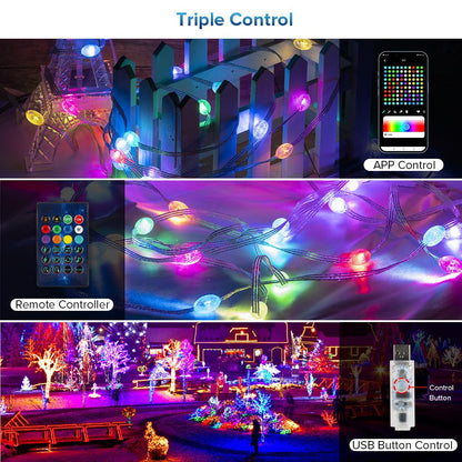 String Lights, 66 LEDs 33Ft Diamond String Lights with Music Sync, Color Changing, Smart Remote and App Control for Christmas, Party, Wedding Decoration