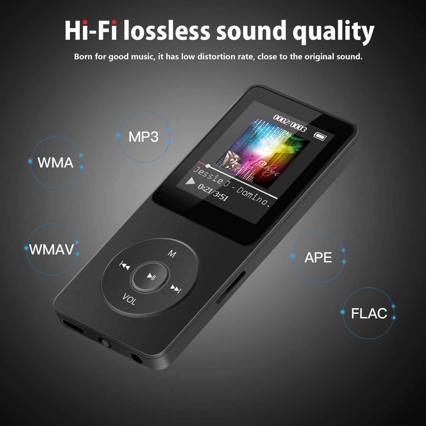 WHATOOK MP4 Player, Music Player with 32GB Micro SD Card, Headphones, Built-in Speaker/Photo/Video Playback/FM Radio/Video Recorder/E-Book Reader for Kids, Running, Walking