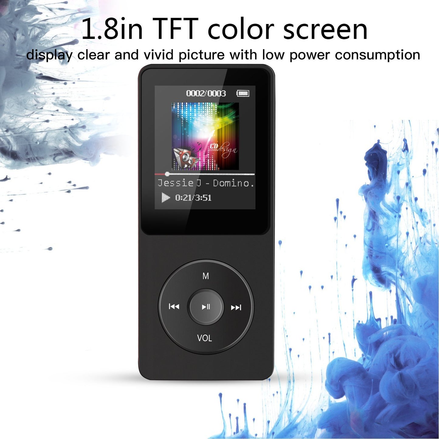 WHATOOK MP4 Player, Music Player with 32GB Micro SD Card, Headphones, Built-in Speaker/Photo/Video Playback/FM Radio/Video Recorder/E-Book Reader for Kids, Running, Walking