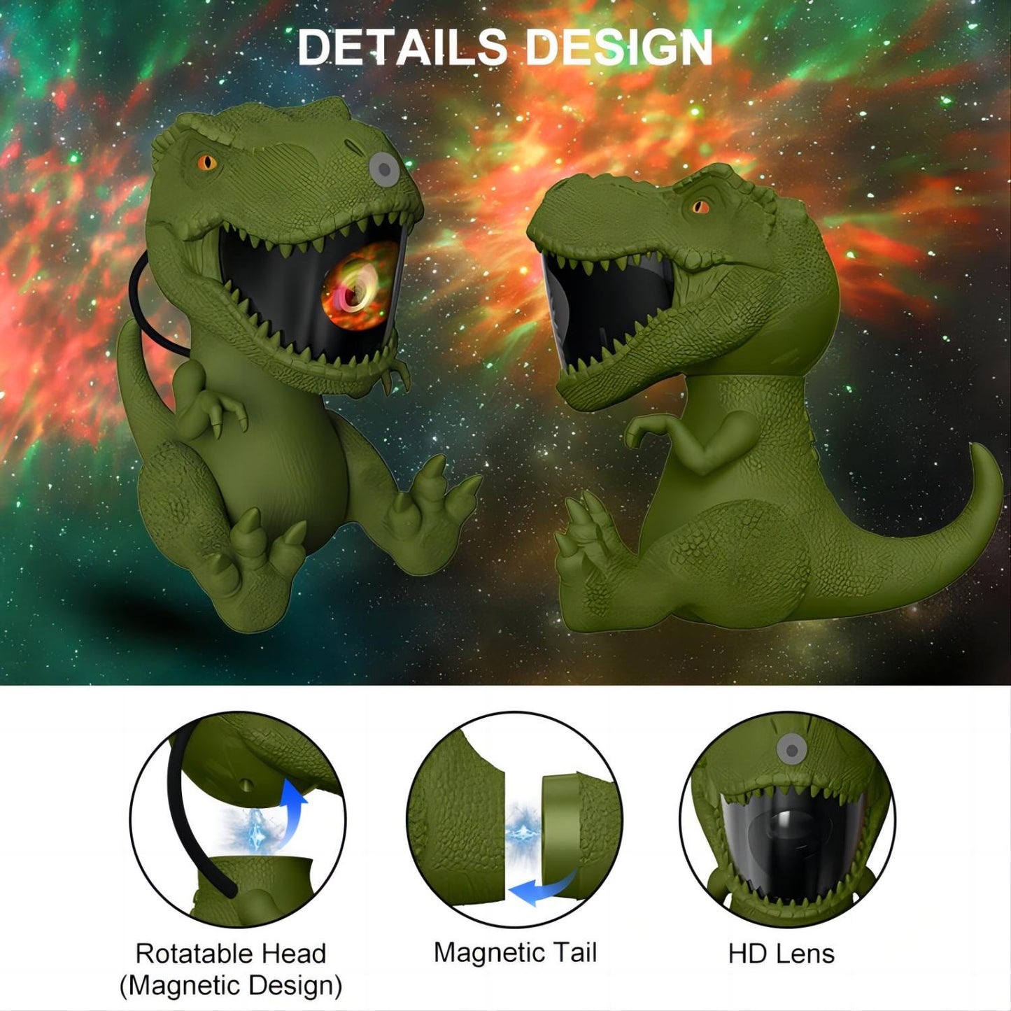 Dinosaur Space Projector, Starry Sky Nebula Ceiling LED Light with Timer and Remote Control, Beautiful Decoration for Kids' Room, Suitable for Christmas, Birthday, Valen