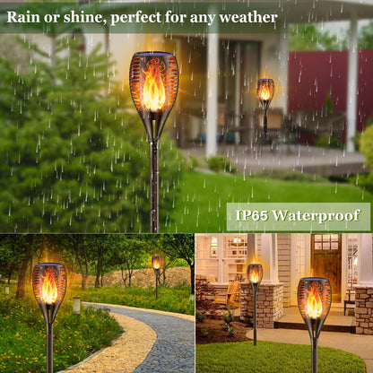 PUCACHI 43" Solar Flame Torch Light, Outdoor Waterproof Landscape Lighting Decoration. Suitable for Yard, Garden, Path, Driveway (2 Pack)