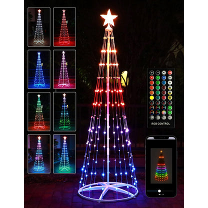 144 LED Multicolor Indoor and Outdoor Christmas Tree with Remote Control, 8 Modes 4.9ft Light Show for Yard, Light up Indoor and Outdoor Christmas Decorations