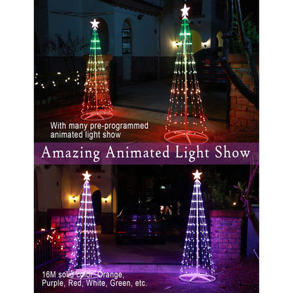 144 LED Multicolor Indoor and Outdoor Christmas Tree with Remote Control, 8 Modes 4.9ft Light Show for Yard, Light up Indoor and Outdoor Christmas Decorations