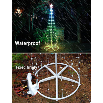 144 LED Multicolor Indoor and Outdoor Christmas Tree with Remote Control, 8 Modes 4.9ft Light Show for Yard, Light up Indoor and Outdoor Christmas Decorations