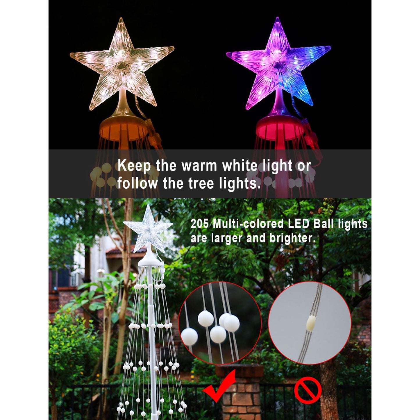 144 LED Multicolor Indoor and Outdoor Christmas Tree with Remote Control, 8 Modes 4.9ft Light Show for Yard, Light up Indoor and Outdoor Christmas Decorations