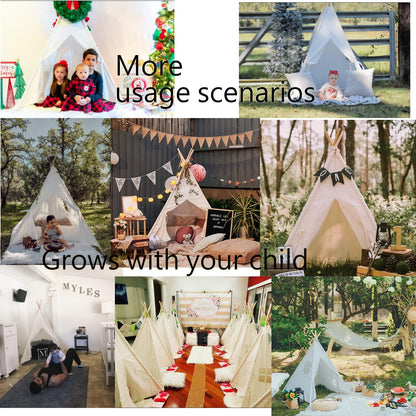 WHATOOK Cotton Canvas Toddler Tent - Washable Foldable Teepee Tent for Kids Indoor Tent, Outdoor Play Tent for Girls & Boys（1.6m）