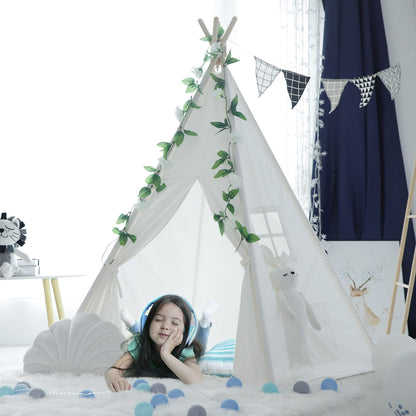 WHATOOK Cotton Canvas Toddler Tent - Washable Foldable Teepee Tent for Kids Indoor Tent, Outdoor Play Tent for Girls & Boys（1.6m）