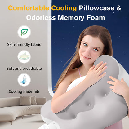 Hoofun Neck Pillow for Pain Relief Sleeping, Contour Pillow, Cervical Pillow for Neck and Shoulder Pain Relief, Side Sleeper Pillows for Adults, Ergonomic Pillow, Memory Foam Pillows