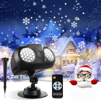 Christmas Snowfall Projector Lights, Highlight Dynamic LED Projection, IP65 Waterproof Snowfall Spotlight Lighting for Xmas Holiday Wedding Party Home Garden Landscape, with Remote Control