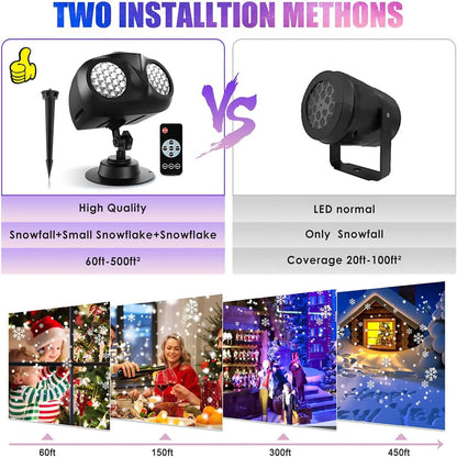 Christmas Snowfall Projector Lights, Highlight Dynamic LED Projection, IP65 Waterproof Snowfall Spotlight Lighting for Xmas Holiday Wedding Party Home Garden Landscape, with Remote Control