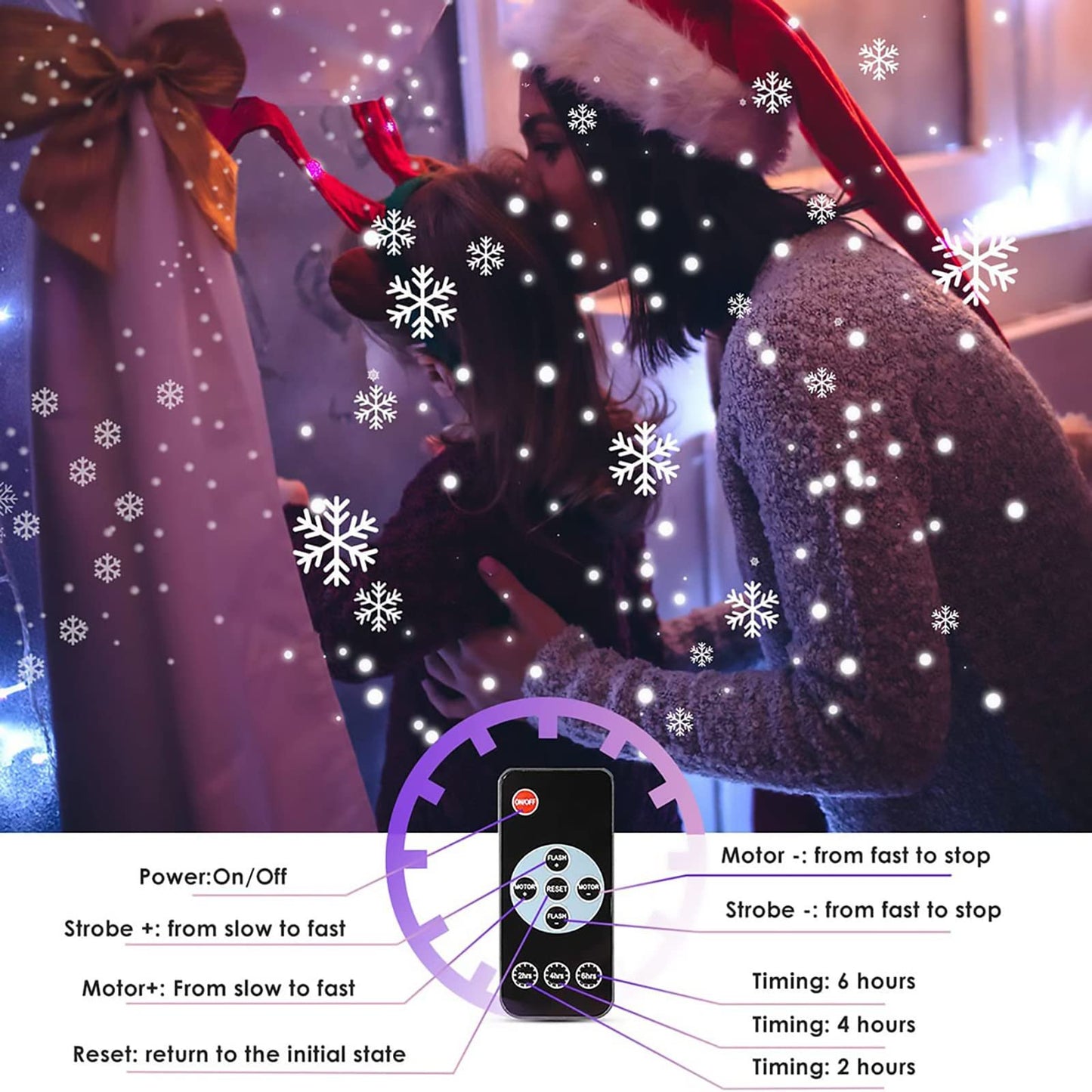 Christmas Snowfall Projector Lights, Highlight Dynamic LED Projection, IP65 Waterproof Snowfall Spotlight Lighting for Xmas Holiday Wedding Party Home Garden Landscape, with Remote Control