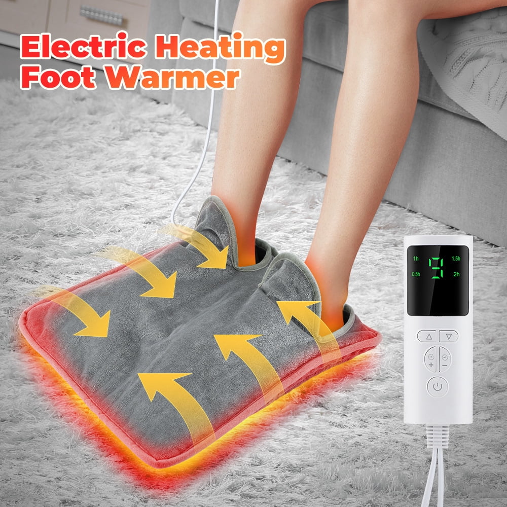 WHATOOK Heating Foot Warming Treasure with 9 Temperature Levels,Electric Feet Heating Pads Under Desk with Non-Slip & Machine Washable for Bed,Office,Home,Grey