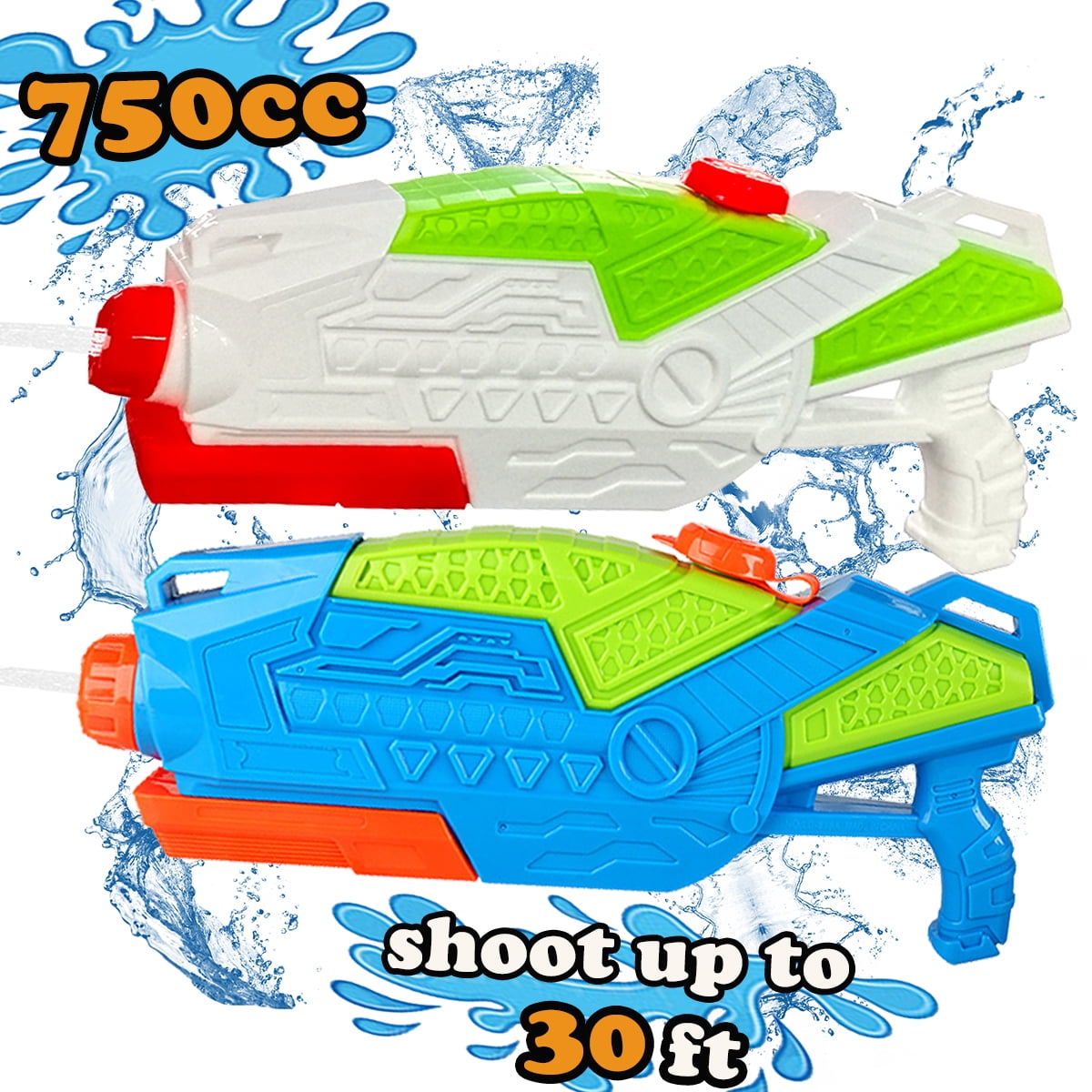 2 Pack Kids Water Gun 750ml Large Capacity Water Gun - Outdoor Toys for Boys, Girls - Summer Pool Beach Water Toys Kids Adult Gifts