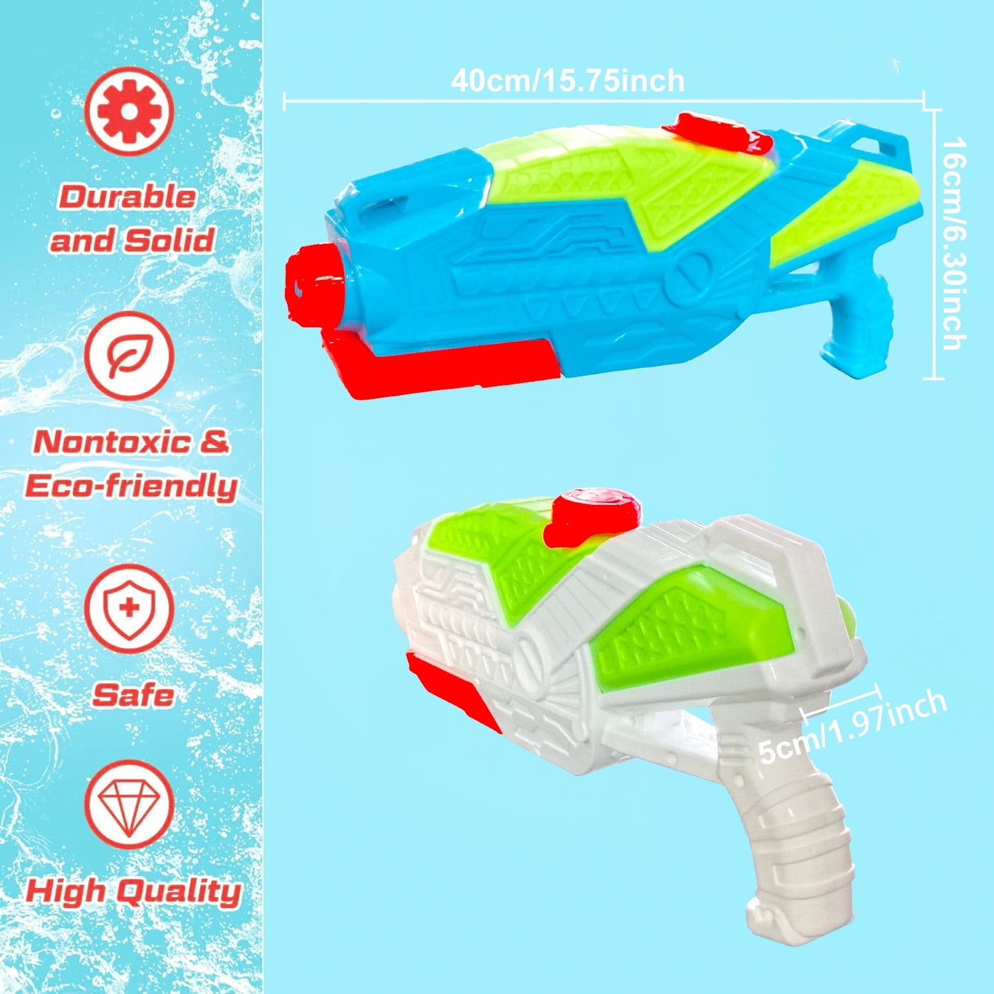 2 Pack Kids Water Gun 750ml Large Capacity Water Gun - Outdoor Toys for Boys, Girls - Summer Pool Beach Water Toys Kids Adult Gifts