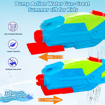 2 Pack Kids Water Gun 750ml Large Capacity Water Gun - Outdoor Toys for Boys, Girls - Summer Pool Beach Water Toys Kids Adult Gifts