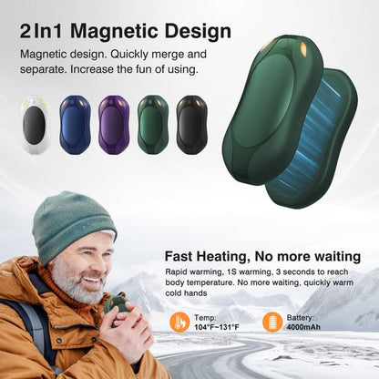 WHATOOK Hand Warmers Rechargeable 2 Pack,4000mAh Portable Electric Hand Warmer 2 in 1 Magnetic Reusable Heater 3 Heat Settings, Best Christmas Gifts for Women Mens,Raynauds, Hunting, Golf, Camping