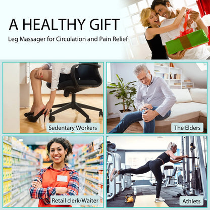 Leg Massager for Circulation and Pain Relief, 3 Modes Air Compression Massager with Heat for Foot, Calf, Thigh, and Knee, Leg Wraps Massage Boots Machine, Best Christmas Gifts for Dad Mom