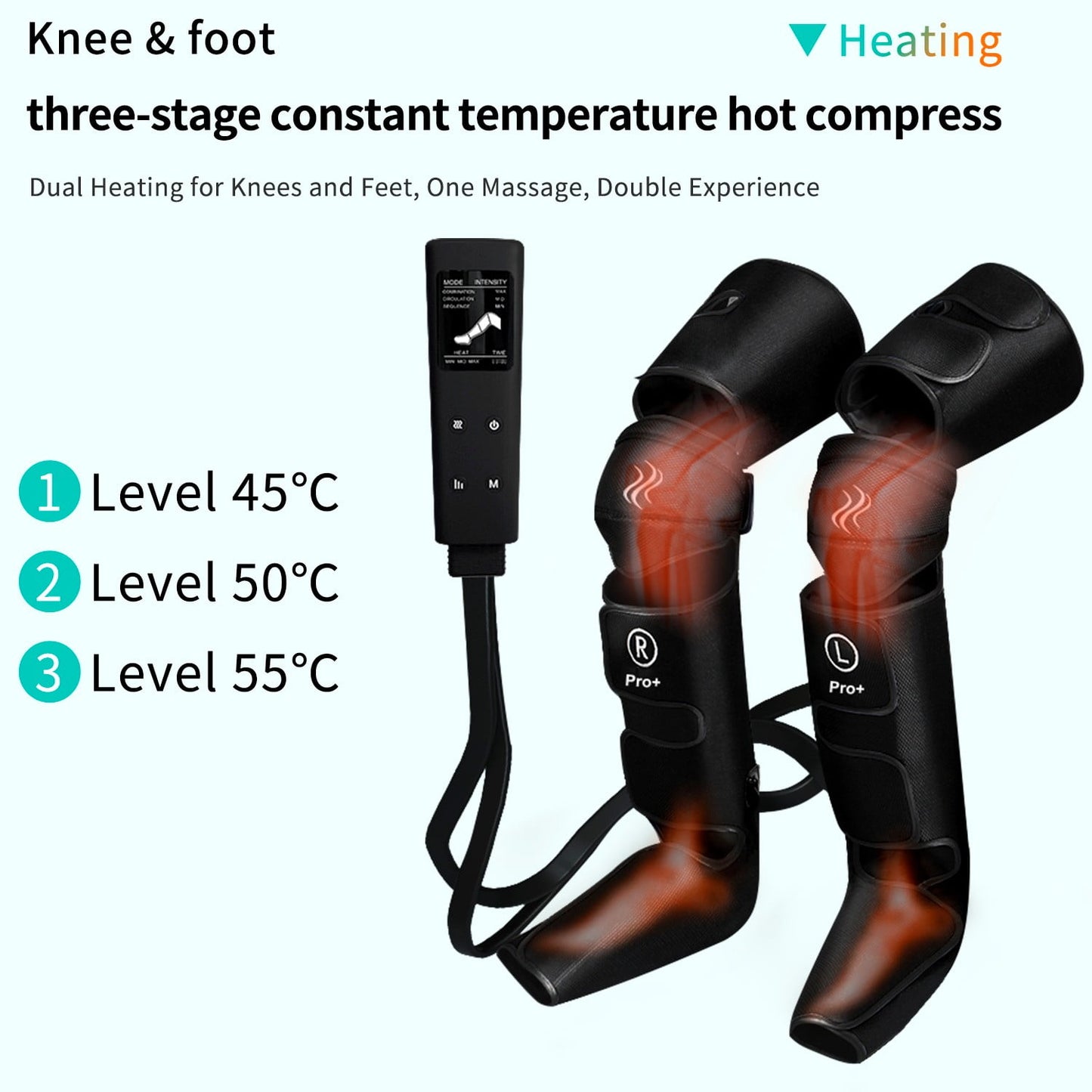 Leg Massager for Circulation and Pain Relief, 3 Modes Air Compression Massager with Heat for Foot, Calf, Thigh, and Knee, Leg Wraps Massage Boots Machine, Best Christmas Gifts for Dad Mom