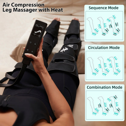 Leg Massager for Circulation and Pain Relief, 3 Modes Air Compression Massager with Heat for Foot, Calf, Thigh, and Knee, Leg Wraps Massage Boots Machine, Best Christmas Gifts for Dad Mom