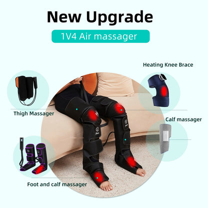 Leg Massager for Circulation and Pain Relief, 3 Modes Air Compression Massager with Heat for Foot, Calf, Thigh, and Knee, Leg Wraps Massage Boots Machine, Best Christmas Gifts for Dad Mom