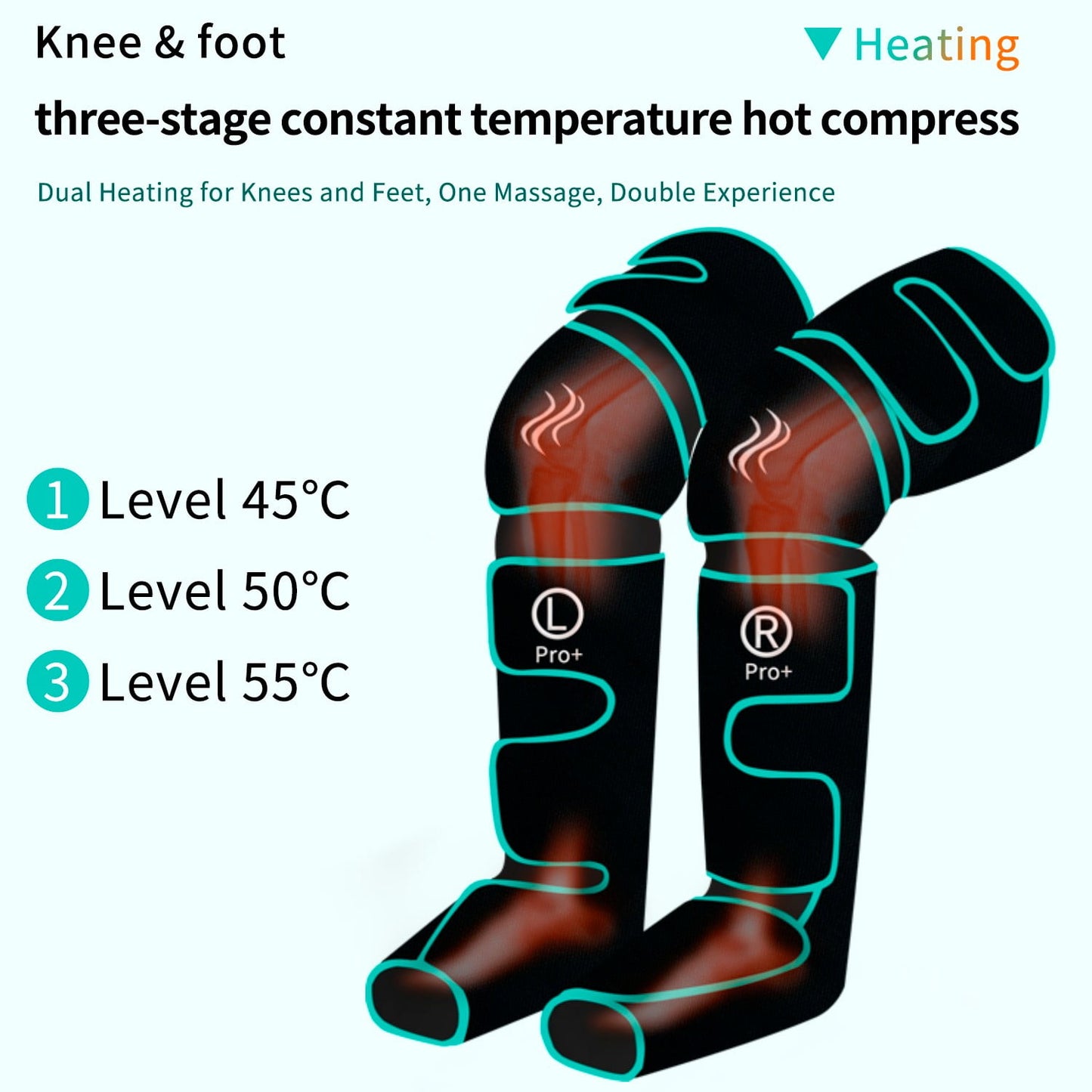 Leg Massager for Circulation and Pain Relief, 3 Modes Air Compression Massager with Heat for Foot, Calf, Thigh, and Knee, Leg Wraps Massage Boots Machine, Best Christmas Gifts for Dad Mom