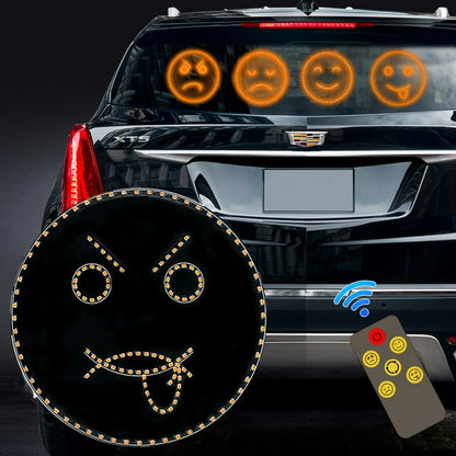 WHATOOK Car Accessories for Men, Funny Car LED Expression Light, Back Window LED Display Light, 4 Light Modes, Expressions (Angry, Naughty, Happy, Unnhappy), Car Gadgets & Road Rage Sign