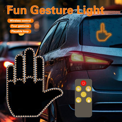 Finger Gesture Lights with Remote Control LED Finger Lights Car Rear Window Sign Funny Gesture Lights Car Truck Accessories Man Woman Ideal Gift Warning Lights