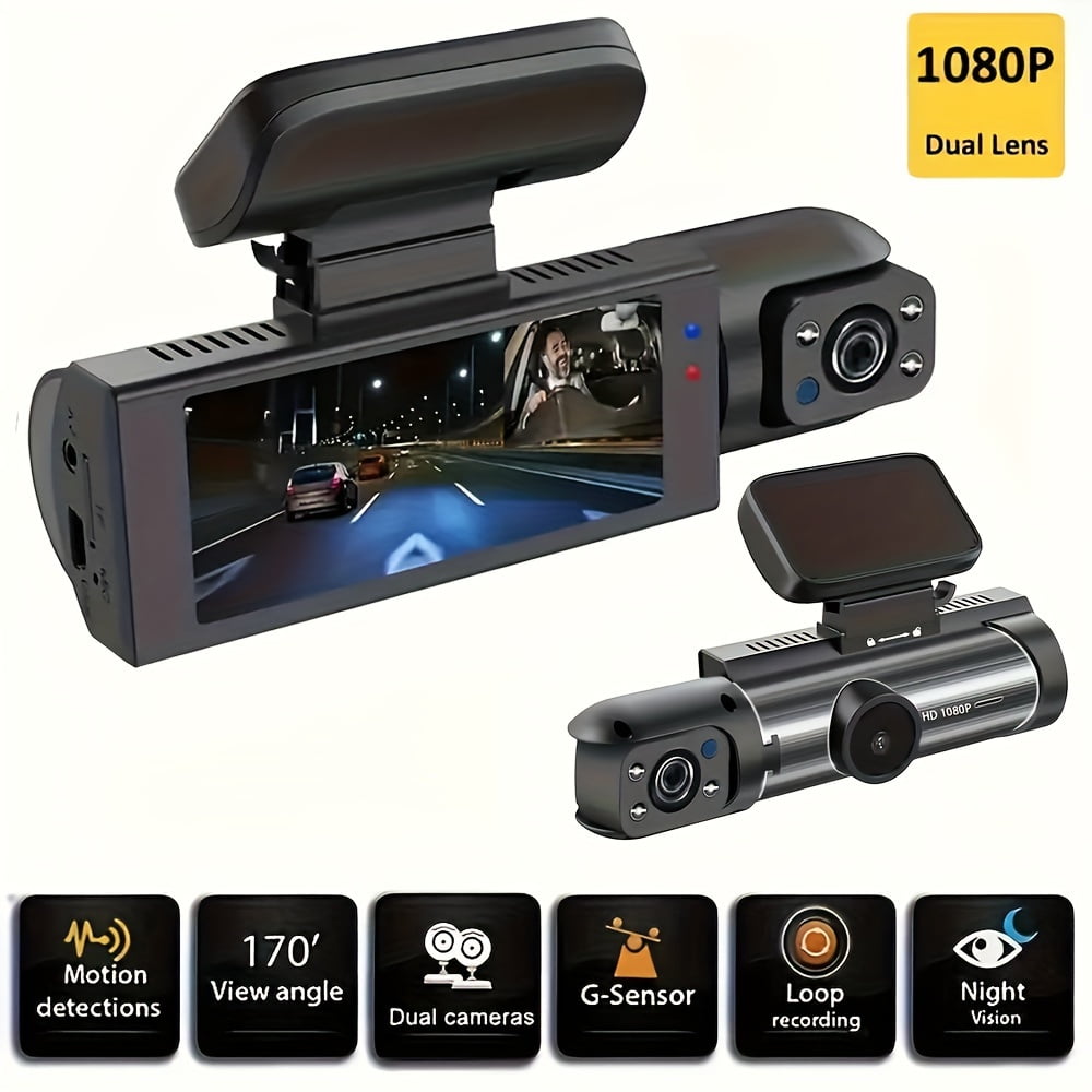 Dash Cam Front And Rear 1080P Dash Camera For Cars IR Night Vision Car Camera(32GB), 360° Lens, IR Night Vision, Loop Recording, Wide Angle Lens for Safe Driving Experience