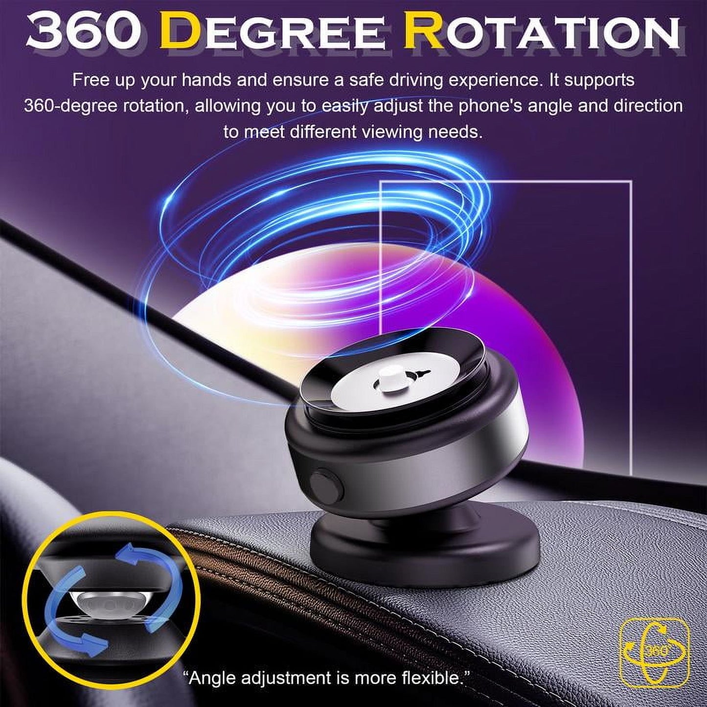 Upgraded 360° Adjustable Electric Vacuum Magnetic Suction Cup Phone Mount,, Strong Suction for Car Kitchen Mirro Gym Bath Shower & All Smooth Surface, Compatible with 4.7-inch Or Above Smartphones