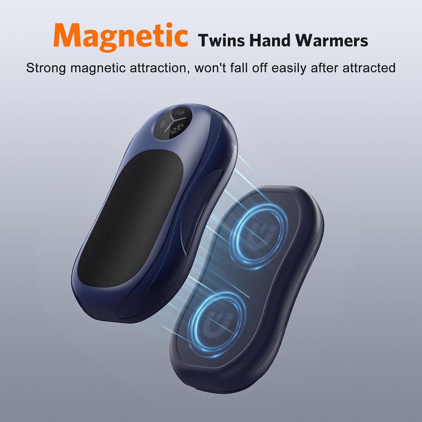 Hand Warmers Rechargeable 2 Pack: 6000mAh Portable Electric Hand Warmer, UL Certified, Magnetic Handwarmers, Reusable Pocket Heater, Golfing, Hunting, Camping, Outdoor Gifts for Men, Women, Blue