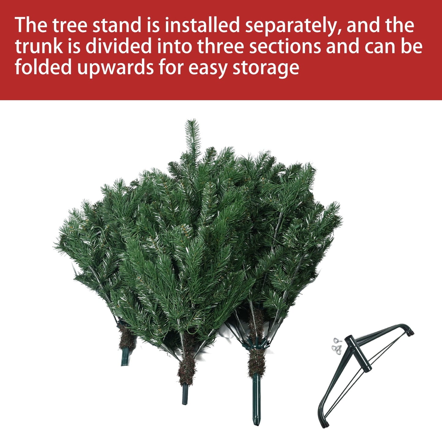 WHATOOK 6 ft Pre-Lit Aspen Fir Artificial Christmas Tree with 350 Clear Lights, Artificial Full Christmas Tree, Christmas Pine Tree with 866 PVC Branch Tips, Foldable Metal Stand, Hinged Branches