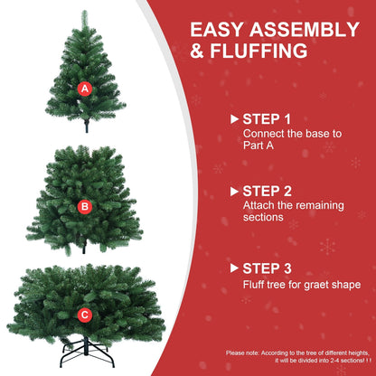 WHATOOK 6 ft Pre-Lit Aspen Fir Artificial Christmas Tree with 350 Clear Lights, Artificial Full Christmas Tree, Christmas Pine Tree with 866 PVC Branch Tips, Foldable Metal Stand, Hinged Branches