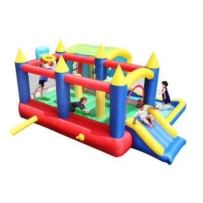 WHATOOK 7 in 1 Inflatable Bounce House, Bouncy House with Ball Pit for Kids Indoor Outdoor Party Family Fun, Obstacles, Toddler Jump Bouncy Castle with Ball Pit for Birthday Party Gifts