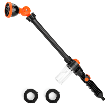 Garden Hose Watering Wand, 23 Inches Sprayer Wand, 10 Watering Patterns 180° Adjustable Swivel Head, Ergonomic Handle with One Touch Valve Perfect for Watering Plants, Car Wash