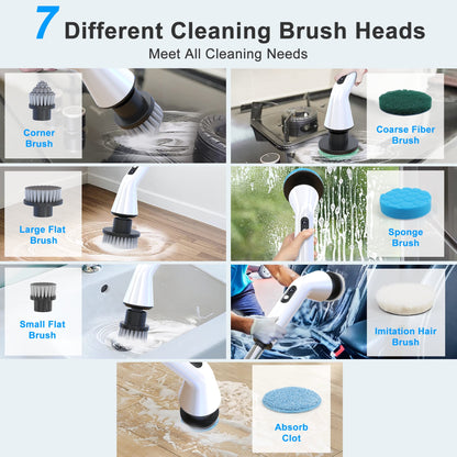 HOOFUN Electric Spin Scrubber, Cordless Bath Tub Power Scrubber Full Waterproof Cleaning Brush for Bathroom & Tile Floor