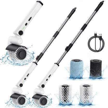 HOOFUN Electric Spin Scrubber, Cordless Bath Tub Power Roller Electric Cleaning Brush Full Waterproof Cleaning Brush for Bathroom & Tile Floor