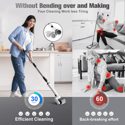 HOOFUN Electric Spin Scrubber, Cordless Bath Tub Power Roller Electric Cleaning Brush Full Waterproof Cleaning Brush for Bathroom & Tile Floor