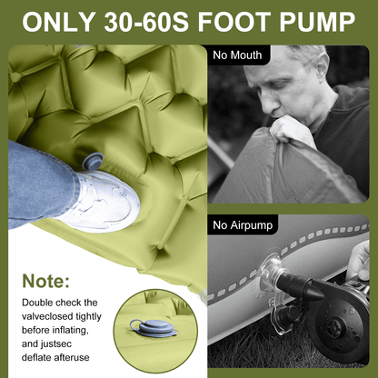 Hoofun Camping Sleeping Pad, Ultralight Camping Mat with Pillow Built-in Foot Pump Inflatable Sleeping Pads Compact for Camping Backpacking Hiking Traveling Tent