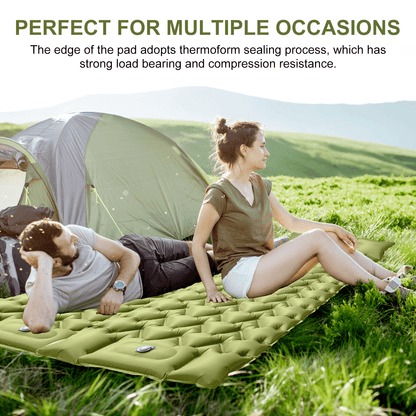 Hoofun Camping Sleeping Pad, Ultralight Camping Mat with Pillow Built-in Foot Pump Inflatable Sleeping Pads Compact for Camping Backpacking Hiking Traveling Tent