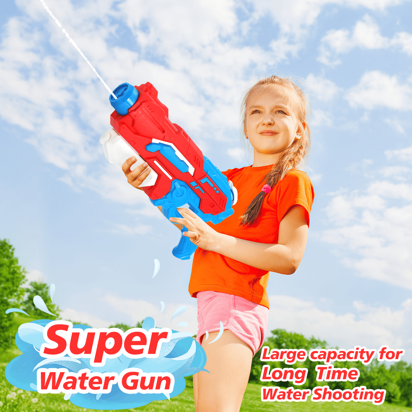 Water Gun 2 Pack 1200ml Large Capacity Water Gun - Outdoor Toys for Boys, Girls - Summer Pool Beach Water Toys Kids Gifts