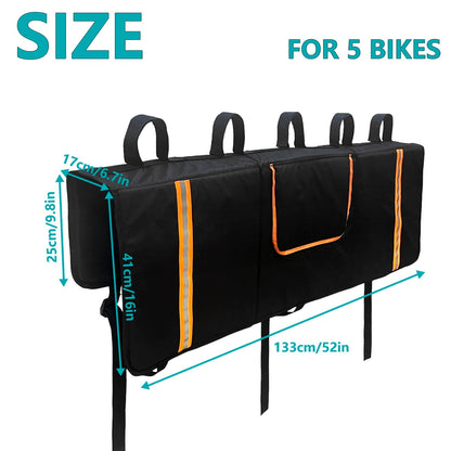 Tailgate Pad for Mountain Bikes Pickup Truck Tailgate Protection Pad with 3 Tool Pockets 53'' Wide for 5 Bicycles