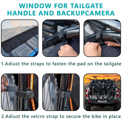 Tailgate Pad for Mountain Bikes Pickup Truck Tailgate Protection Pad with 3 Tool Pockets 53'' Wide for 5 Bicycles